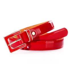 Casual Versatile Patent Leather Belt Women Candy-coloured Cowhide Thin Belt Fashion Solid-coloured Accessories Classic Waistband