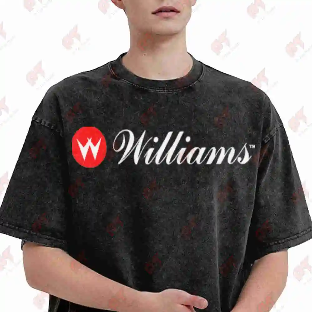 Williams Pinball Red White Vintage Washed Tee Pure Cotton T-Shirt