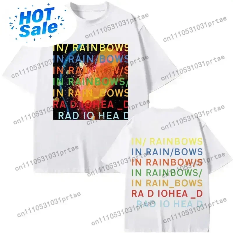 Rock Band Radiohead in Rainbows Album Merch T-shirt Men Women Clothing Y2k Fashion T-shirts Summer Casual Loose Cotton T Shirts