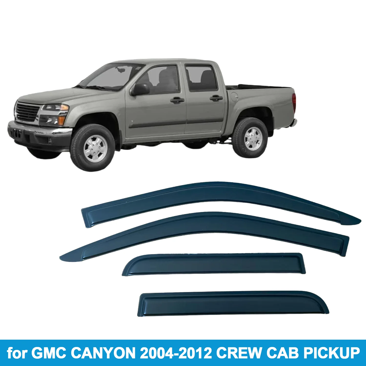 

for GMC CANYON 2004-2012 CREW CAB PICKUP Rain Guard Side Vent Deflector Weathershield Outside-Mount Tape On