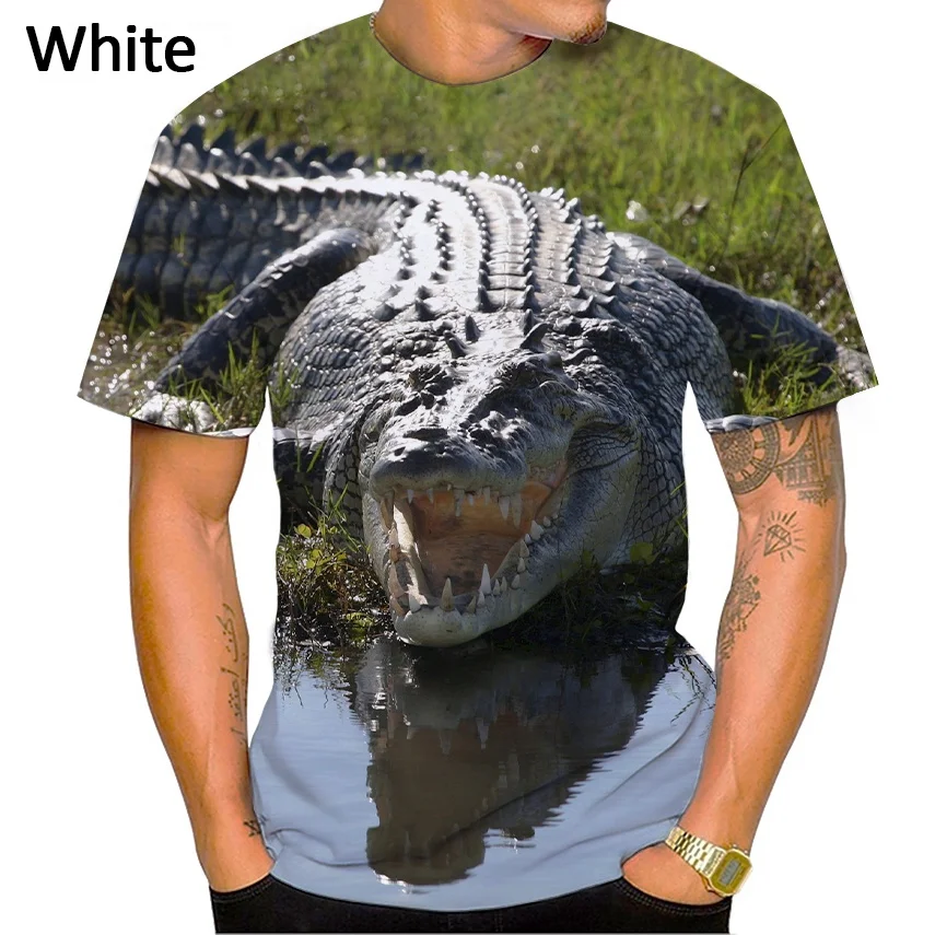 

New Summer Hot Sale Crocodile 3D Printed Short Sleeve Men's Breathable T-Shirt Animal Graphic Harajuku Streetwear Unisex Top