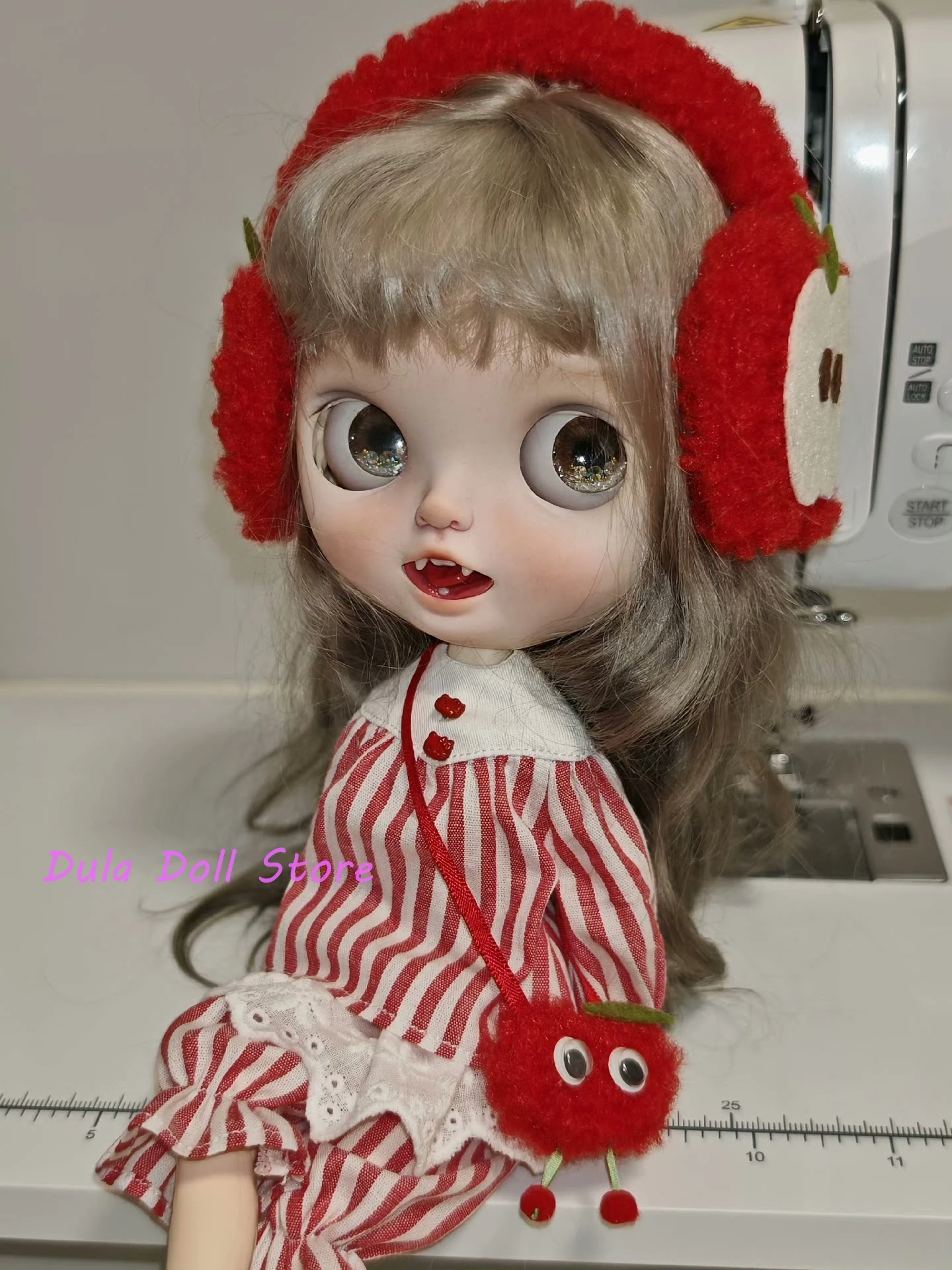 Dula Doll Clothes Dress Apple red stripe ob24 ob22 Azone Licca ICY JerryB 1/6 Bjd Doll Accessories