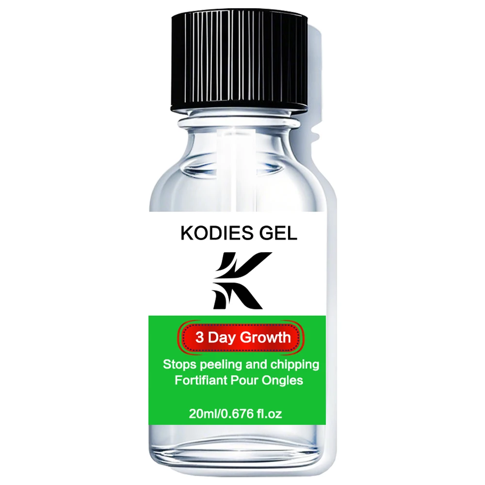 KODIES GEL Quick Dry Nail Strengthener 3 Day Nail Growth Polish Hardener Bright Oil for Repair Thin Soft Nails Care Serum 20ML