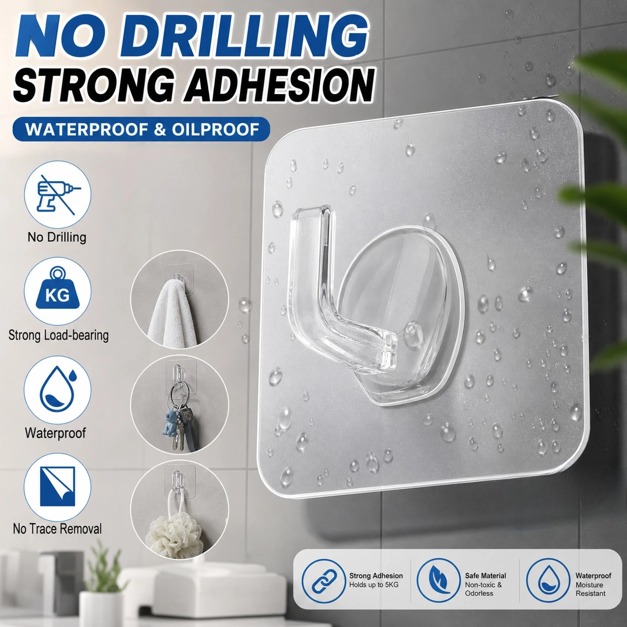 Round No Punch Wall Mount Bathroom Shelf Hanging Shower Gel Bottle Holder Hand Sanitizer Container Organizer Rack