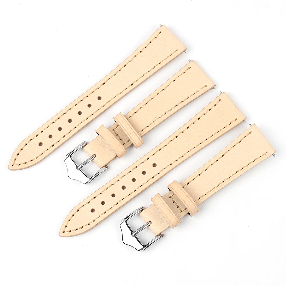 20/16mm 22/18mm Vegetable Tanned Original Color Strap Tree Cream Natural Color Strap Handmade Vintage Watch Band Belt