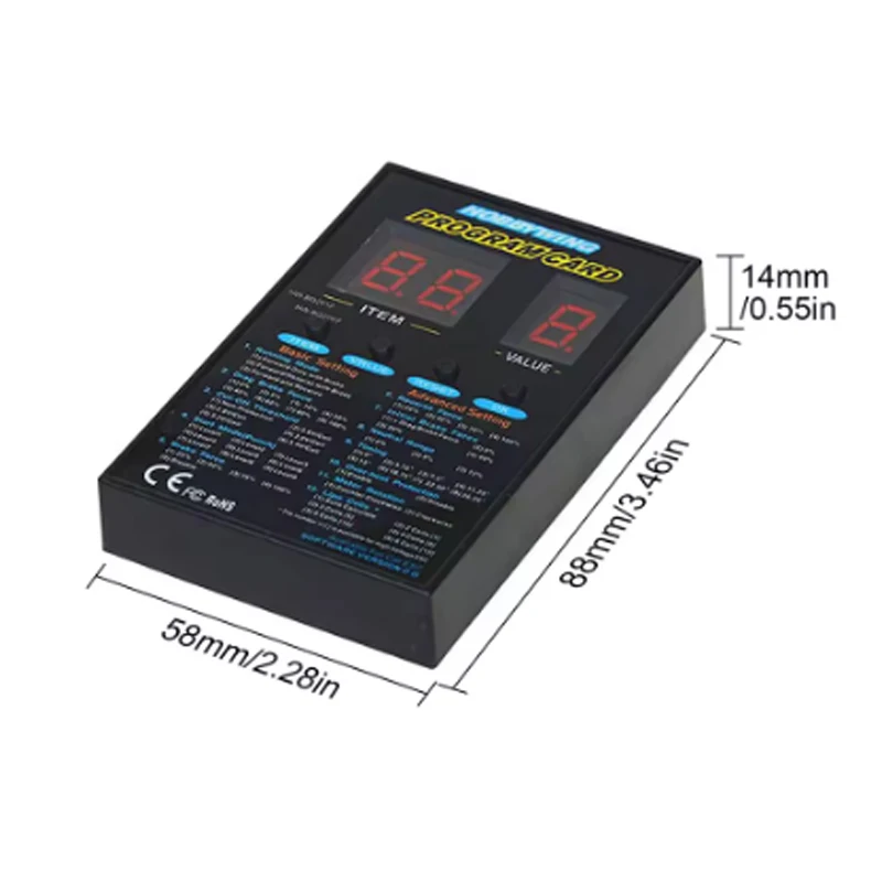Hobbywing LED Digital Programming Card Suitable for EZRUN QUICRUN SEAKING PLATINUM V1/V2, FLYFUN V5, Skywalker V2
