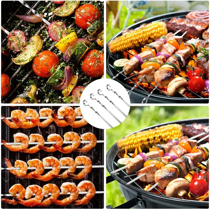 Stainless Steel Skewers for Grilling,Outdoor BBQ Needle Stick,Camping Picnic Barbecue Skewer,Reusable BBQ Meat Skewer Stick Tool