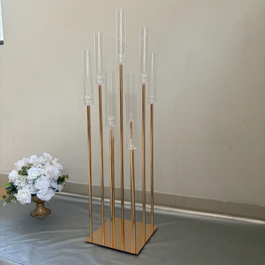 9 Heads Acrylic Candelabra Luxury Candle Holders Wedding Candlesticks Table Decoration