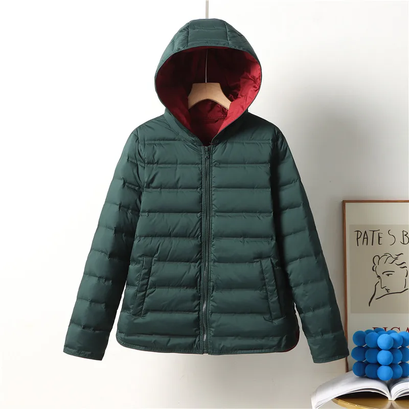 Women Autumn Winter Jacket Fashion Short Ultra Lightweight Hooded Coats 2024 New Solid Colors Female Down Warm Korean Parkas