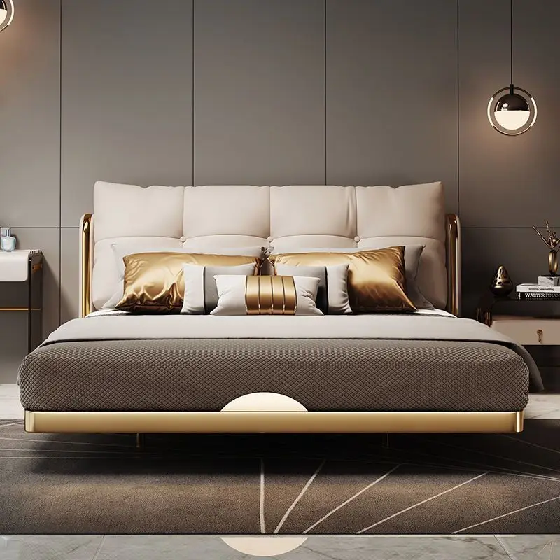 

Italian style, light luxury, suspended bed, house quiet wind, modern, simple, leather, master bedroom