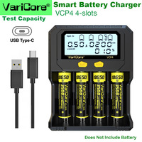 VCP4 LCD 4-slots Smart Battery Charger Test Capacity for 3.7V 18650 21700 26650 18500 Li-ion 3.2V LiFePO4 32700 1.2v Ni-MH AA