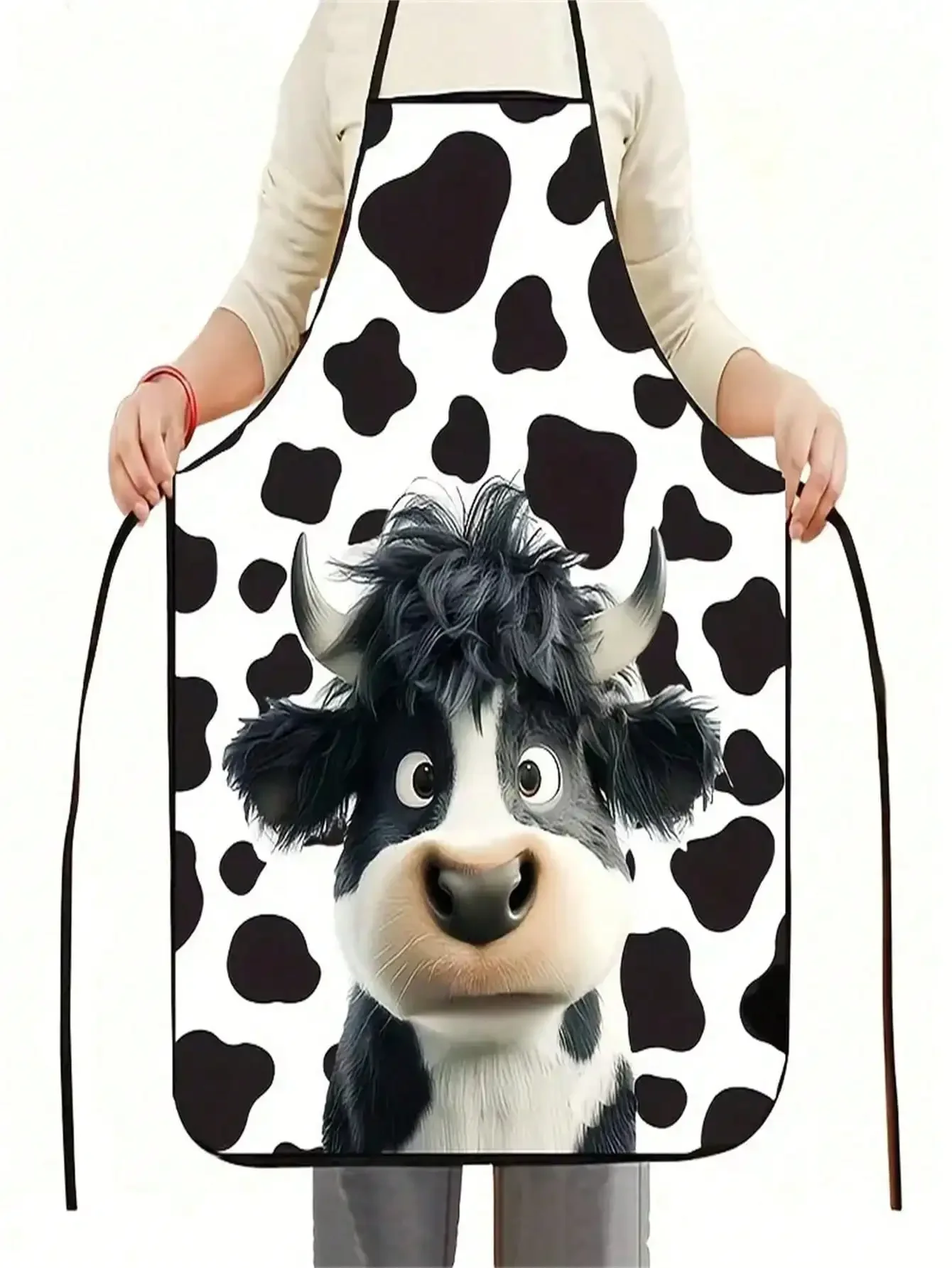 One Piece Cow Theme Apron Universal Home Restaurant Cooking Baking Durable Easy To Clean
