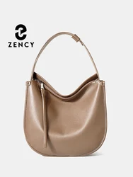 Zency Women's Simple Fashion Designer Messenger Bag Genuine Leather Shoulder Handbag Large Capacity Tote Bag Hobo Cross for Work