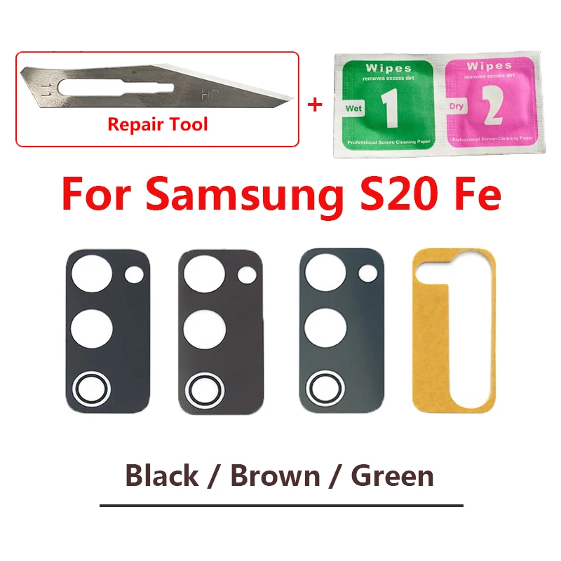 New Rear Back Camera Glass Lens With Frame For Samsung S20 FE Camera Glass With Glue Adhesive