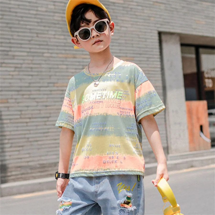 Kids Clothes Sets Boys\' Short Sleeve T Shirt + Short Pant Suits Children\'s Summer Two Piece Suits 4-5 6 7 8 9 10 11 12 Ages