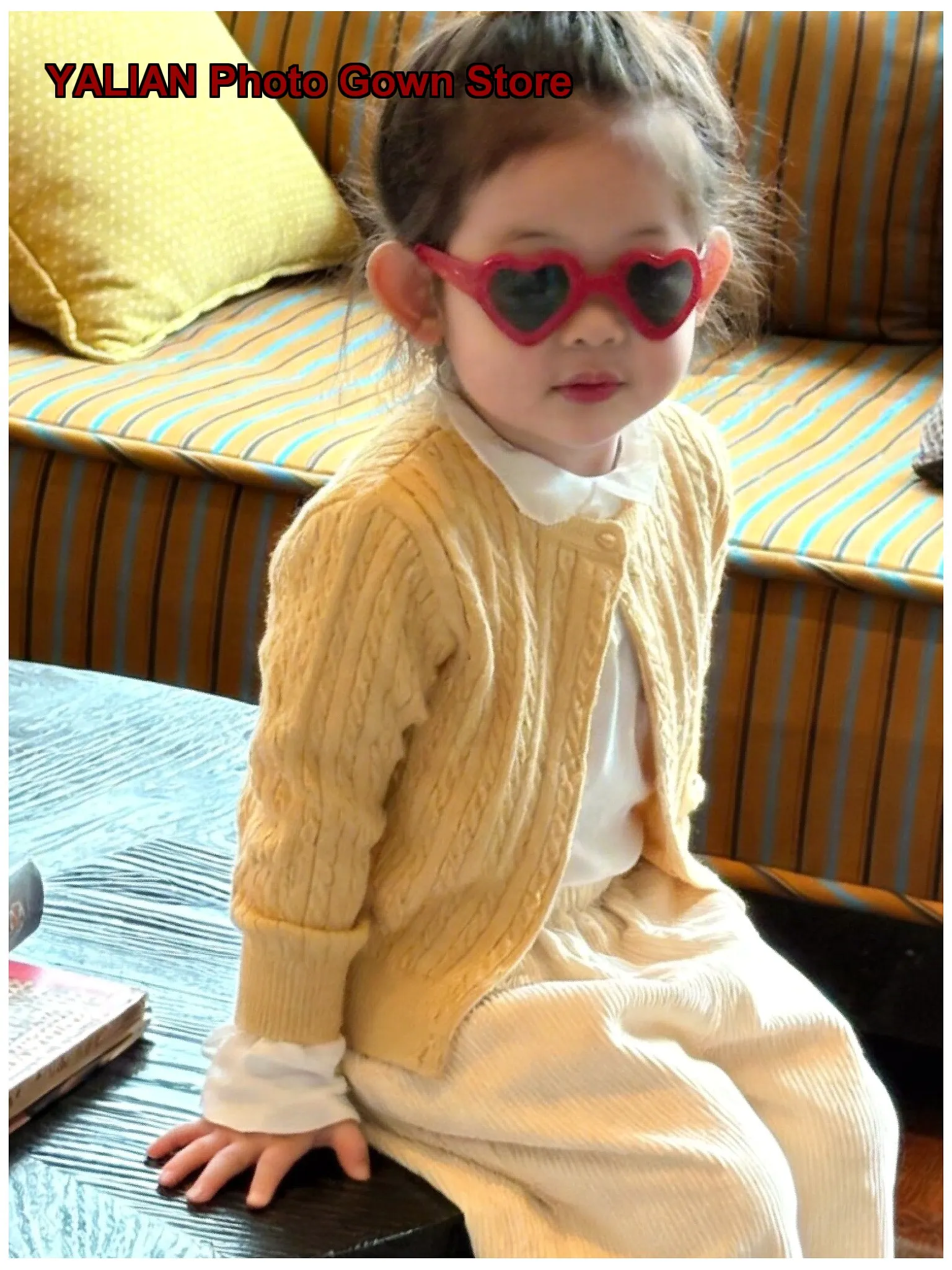 Kids Yellow Knit Cardigan 2026 Girls Cable Knit Top Baby Girls In Stock