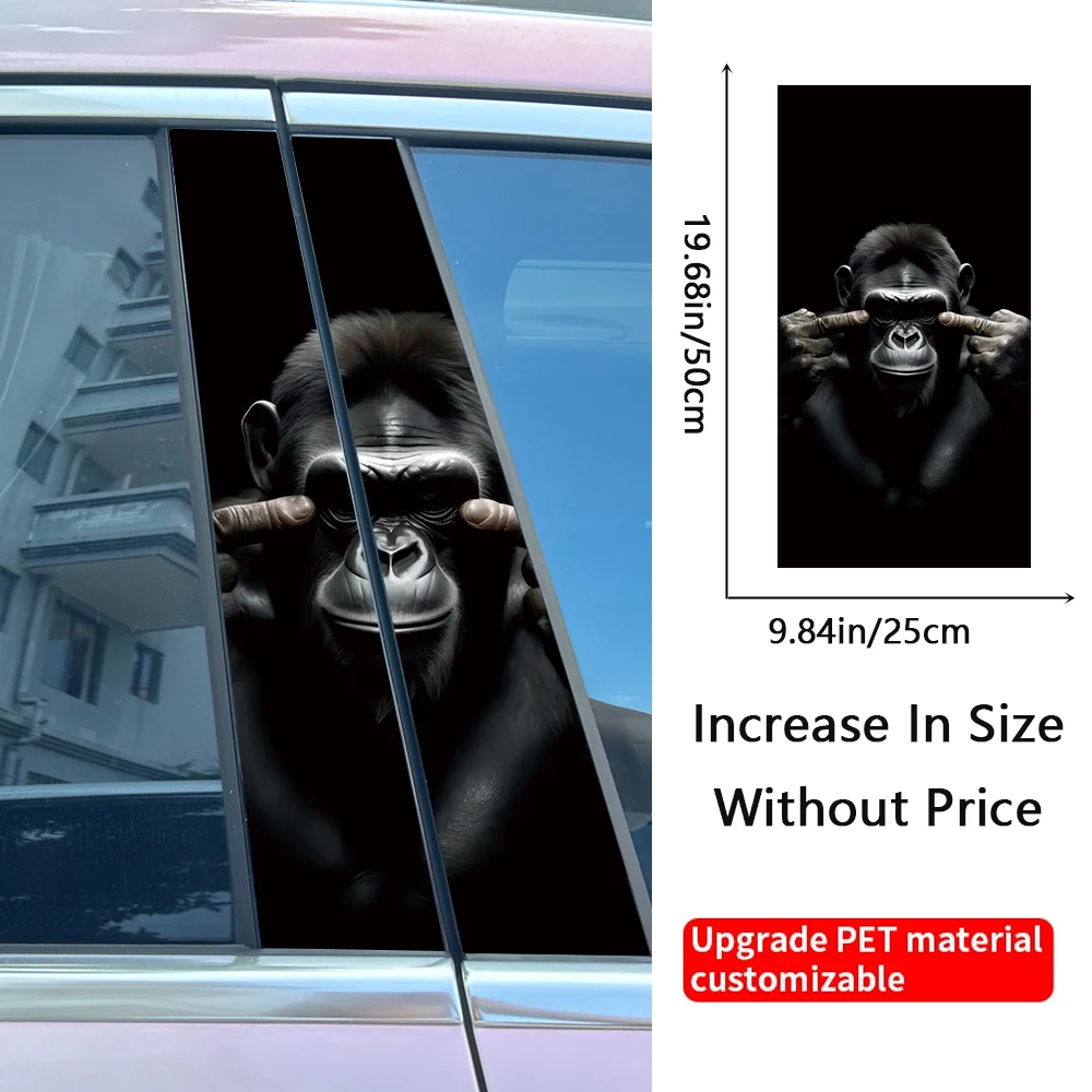2pcs/set Tiger Monkey Ape Car Center Pillar Sticker Auto B Pillar Protective Film Decoration Scratch Cover Sticker