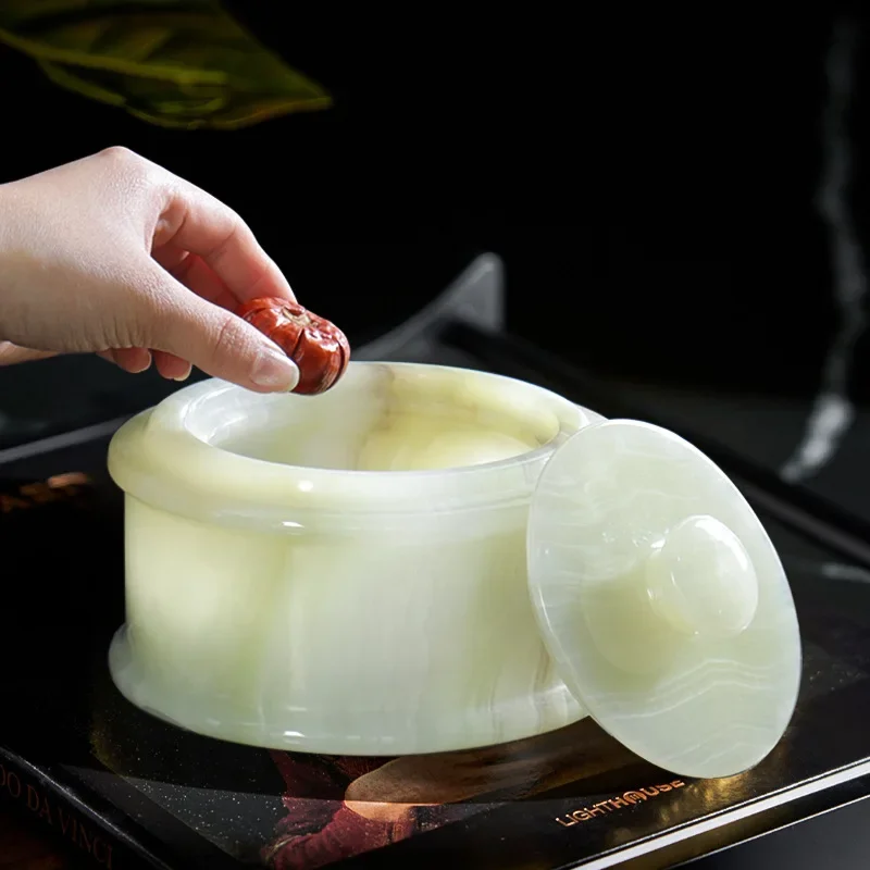 New Chinese Creative Jade Marble Decorative Jar Soft Decoration Space Design Display with Arrangement Advanced Sense