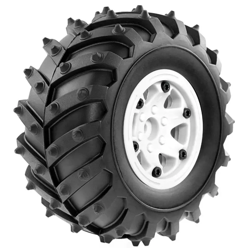 FBIL-4Pcs 128Mm 1/10-Monster Beadlock Wheel Rim Rubber Tire Set For 1/10 RC Crawler Car TRX4 D90 D110 Axial SCX10