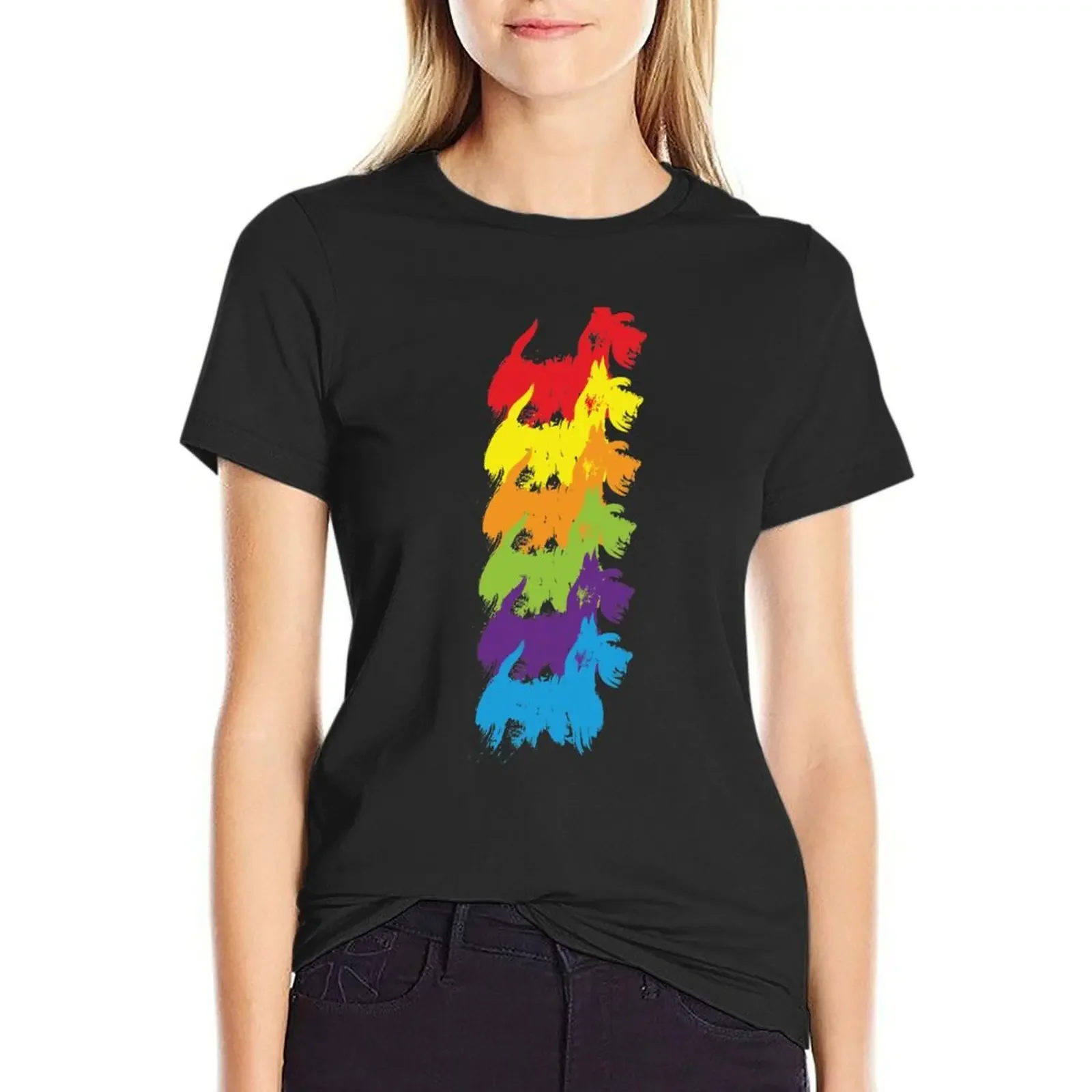 

Scottish Terrier T-Shirt blacks animal print lady clothes T-shirt Women