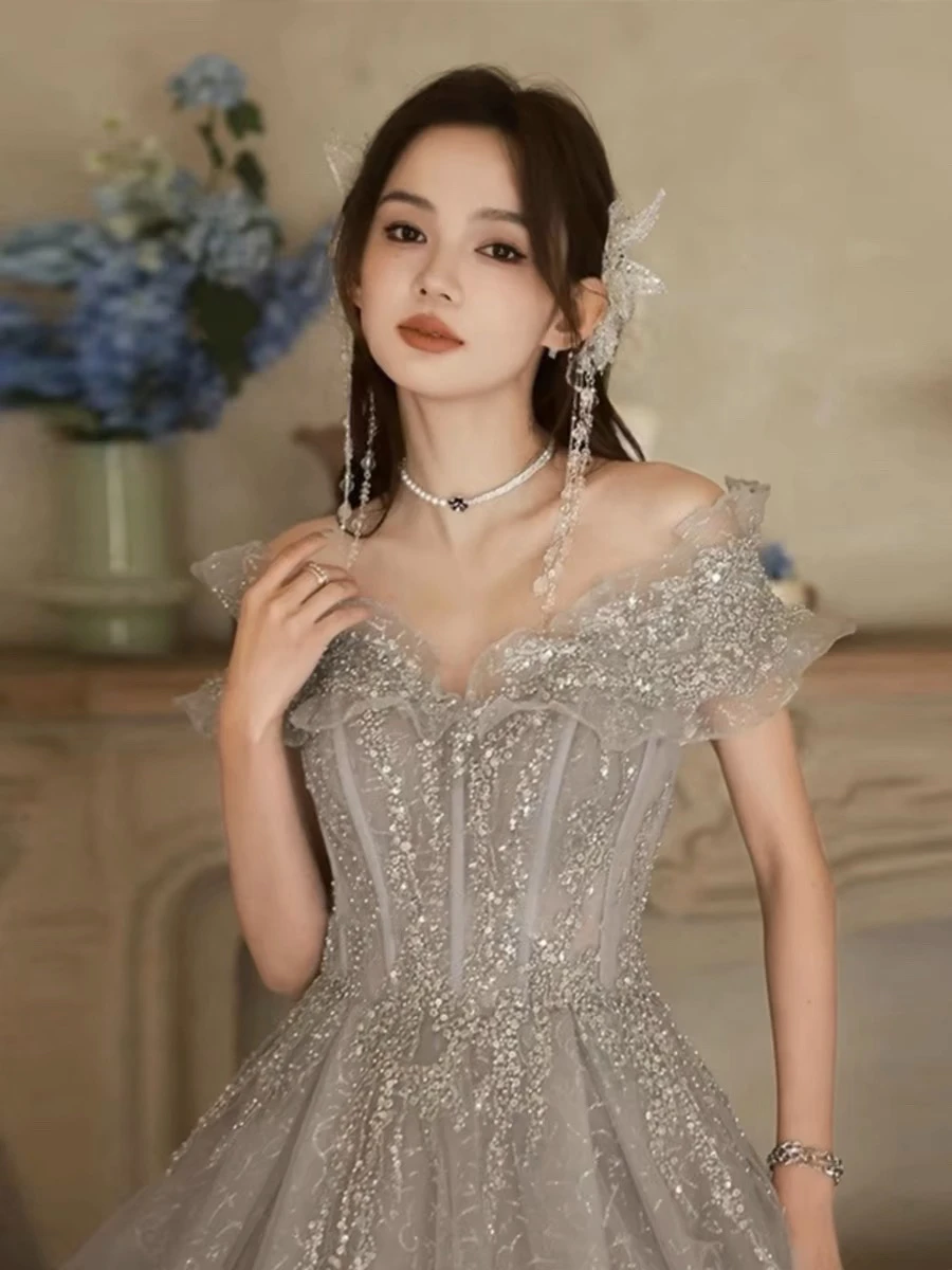 

Вечернее платье Ele для женщин: длинное, на одно плечо, для банкетов, торжеств и церемоний, маленькие и большие размеры, для взрослых.