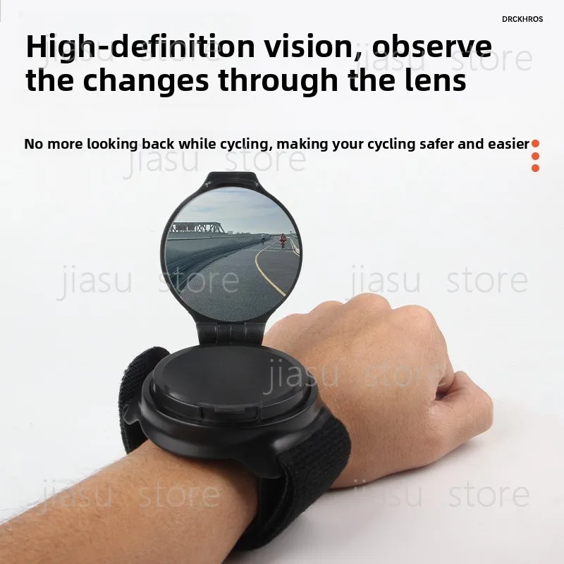 Degree Adjustable Bicycle Rear Mirror Portable Arm Worn Reflective Mirror With Wrist Band