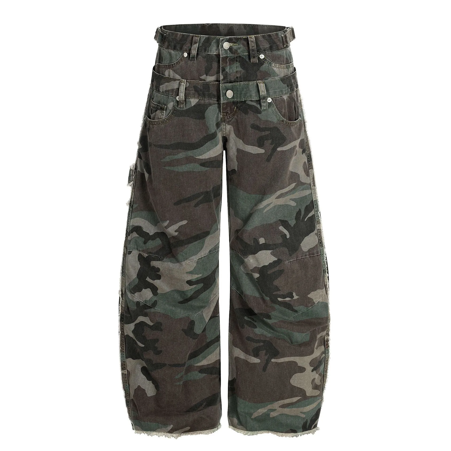 Spring Men's Clothing Baggy Cargo Pants Print Casual Wear Cotton Blend Vintage Streetwear Y2K Loose Fit Trousers