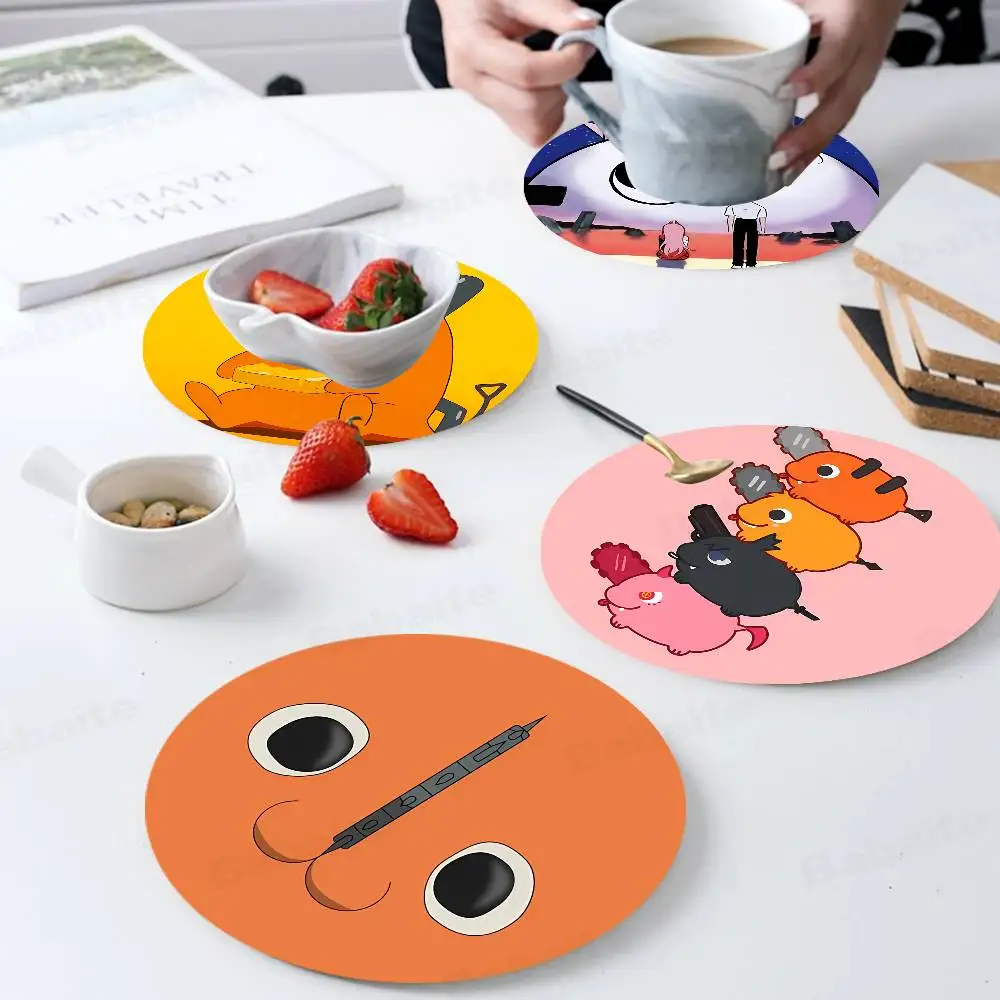 

Chainsaw Man Pochita Wooden Coaster Colour Printing Cup Mat Home Desk Decoration Gifts