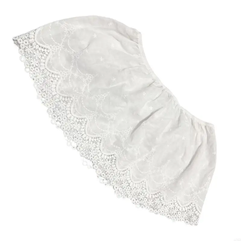 

270D Ruffle Lace Layering Fake Top Mini Skirt Lower Skirt Elastic Waist Shirt Extenders Half Length Skirt Underskirt