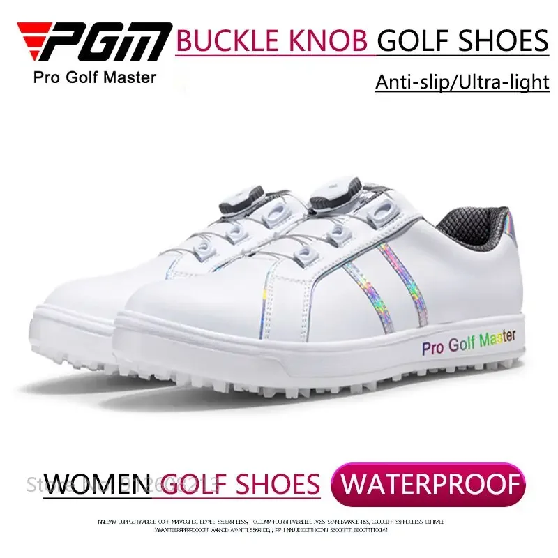 PGM Women Golf Sports Shoes Ultra-light Breathable Golf Sneaker Lady Anti-slip Waterproof Shoes Leisure Rotating Buckle Footwear