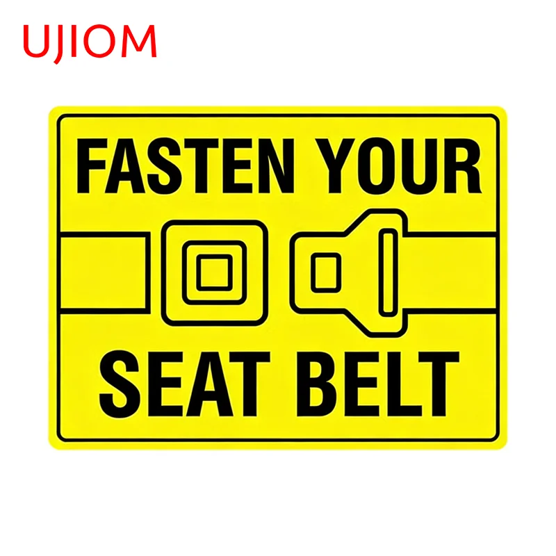 UJIOM Hot Selling Fasten Seat Belt Warning Car Stickers Personality Sticker Laptop Decal Waterproof for Windows Decorations