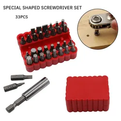 33PCS Bit Set Smooth High Hardness Solid Electric Screwdriver Bit Set Rechargeable Drill Bits Special Shaped Screwdriver Bits