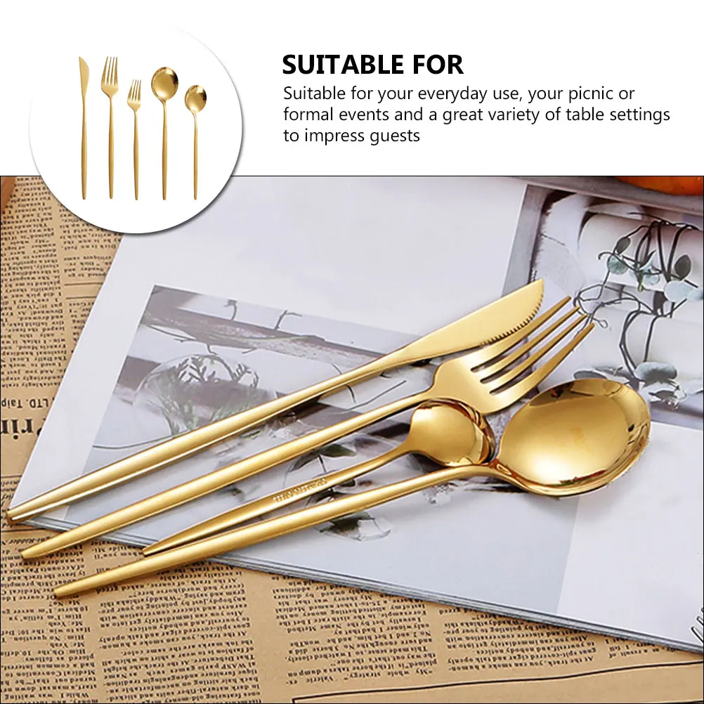 

1 Set Stainless Steel Steak Cutlery Fork Spoon Dessert Spoon Fork Western Tableware Set Home Dinnerware Flatware Utensils Kit