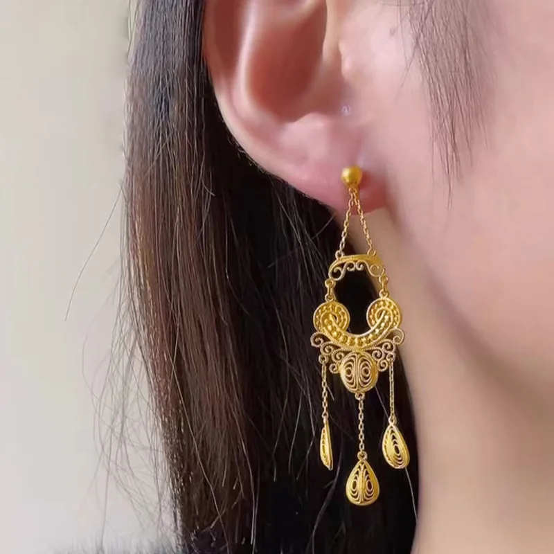 

Женские филигранные серьги Императорского Феникса, золото 24 карата, AU999 | Градиентная эмаль Феникс со скрытой гравировкой "Ритм".