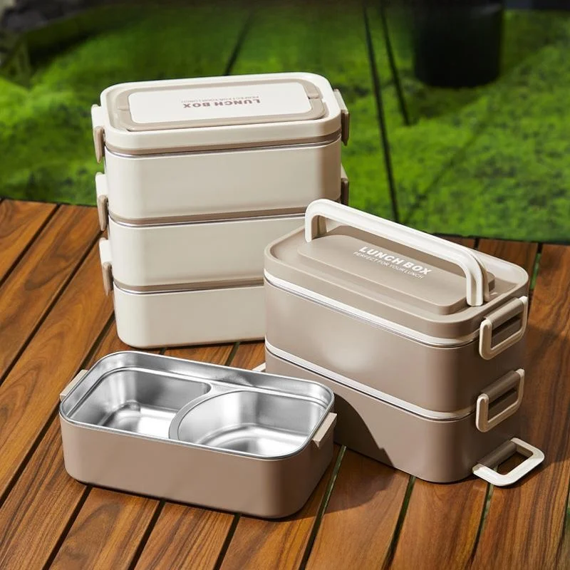 

304 Stainless Steel Long Rectangle Lunch Box Microwave Safe Insulated Bento Box for Office Workers And Students Lunch Bucket