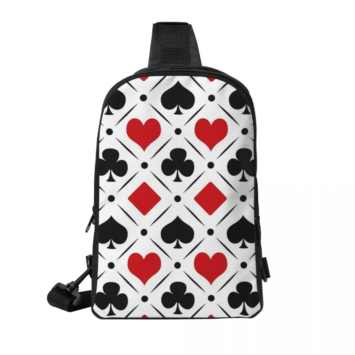 

Playing Card Suits Symbols Poker Chest Bag Men Sling Crossbody Backpack Chest Bag Traveling Hiking Daypack Shoulder Bag