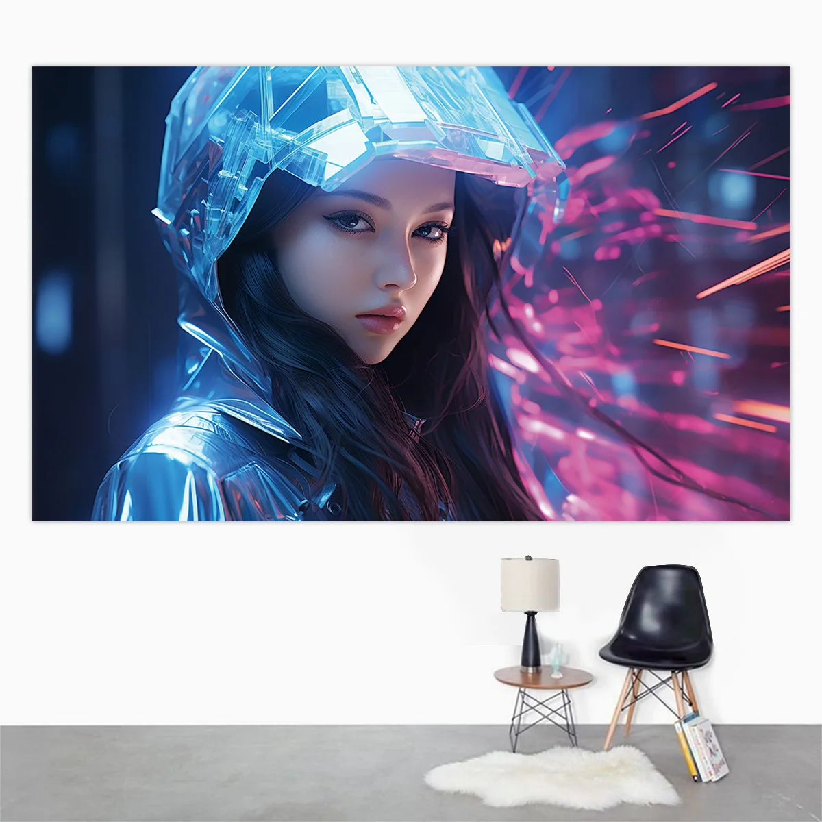 Cyberpunk style room decoration background cloth, personalized anime poster banner, bedroom headboard hanging cloth