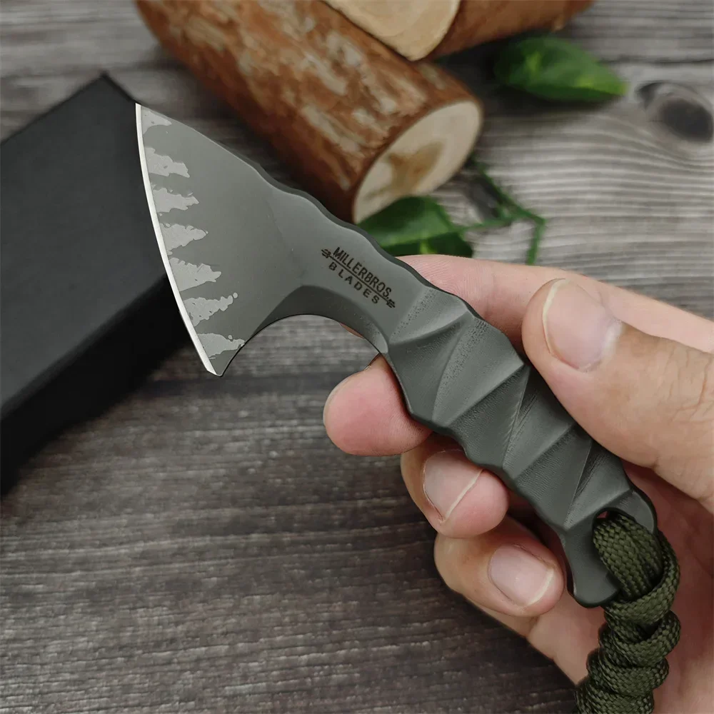 Full‑Tang Mini Fixed Blade Knife, High‑Hardness All‑Steel EDC Outdoor Camping Knife with Cowhide Sheath Ideal Gift for Men