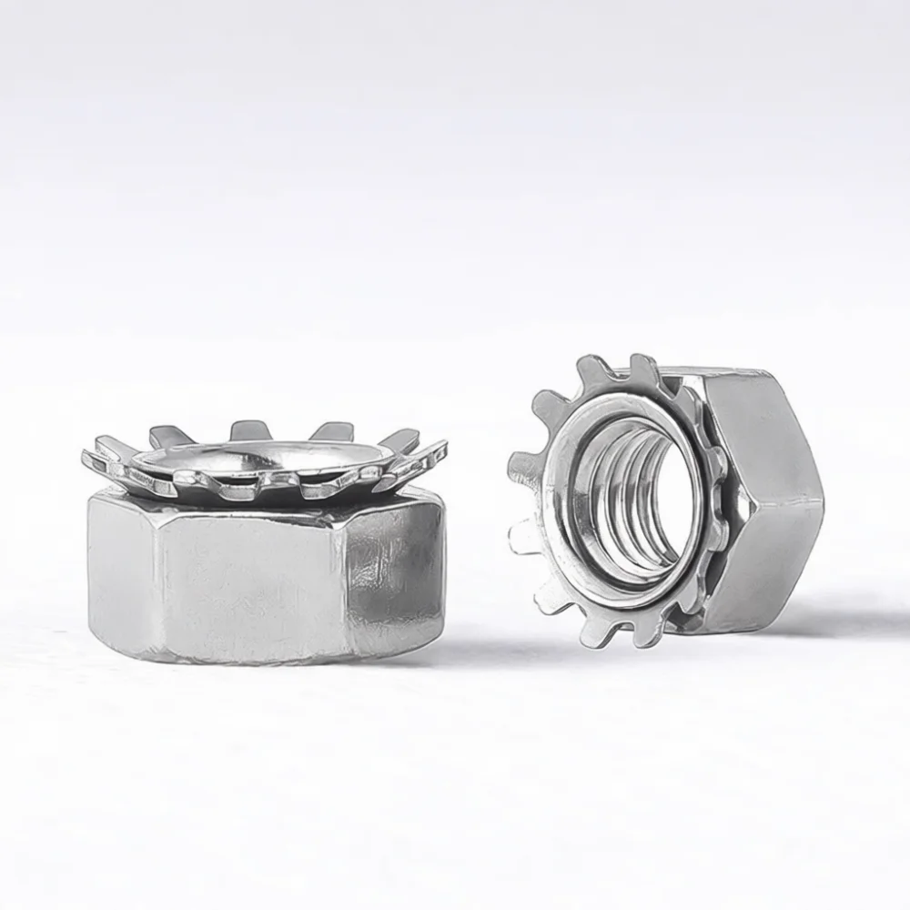 Serrated K Lock Nuts Stainless Steel 304 Anti Loose Hardware Metric Fasteners For M3 M5 Machine Bolt Repairing