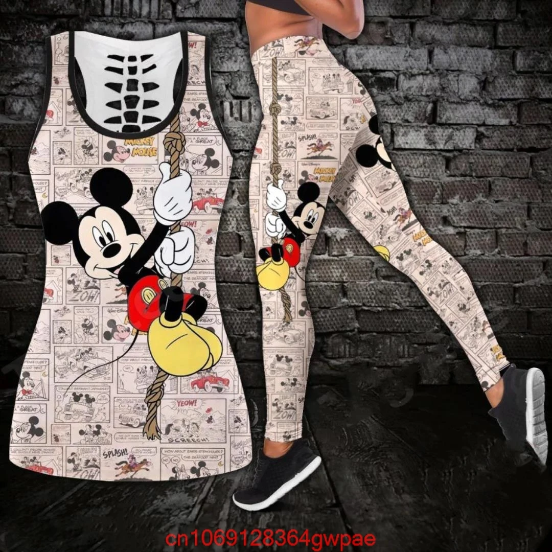 Conjunto de mallas de Yoga de Mickey Mouse para mujer, Leggings de Fitness, chándal de Disney, Top sin mangas recortado, conjunto de Leggings #2