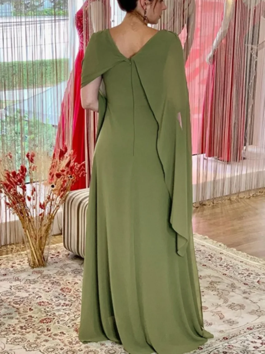 A line Sleeveless Floor Length High Neck Vestidos De Ocasión Formal Dresses Elegant Olive Green Mother Of the Bride Dress Long