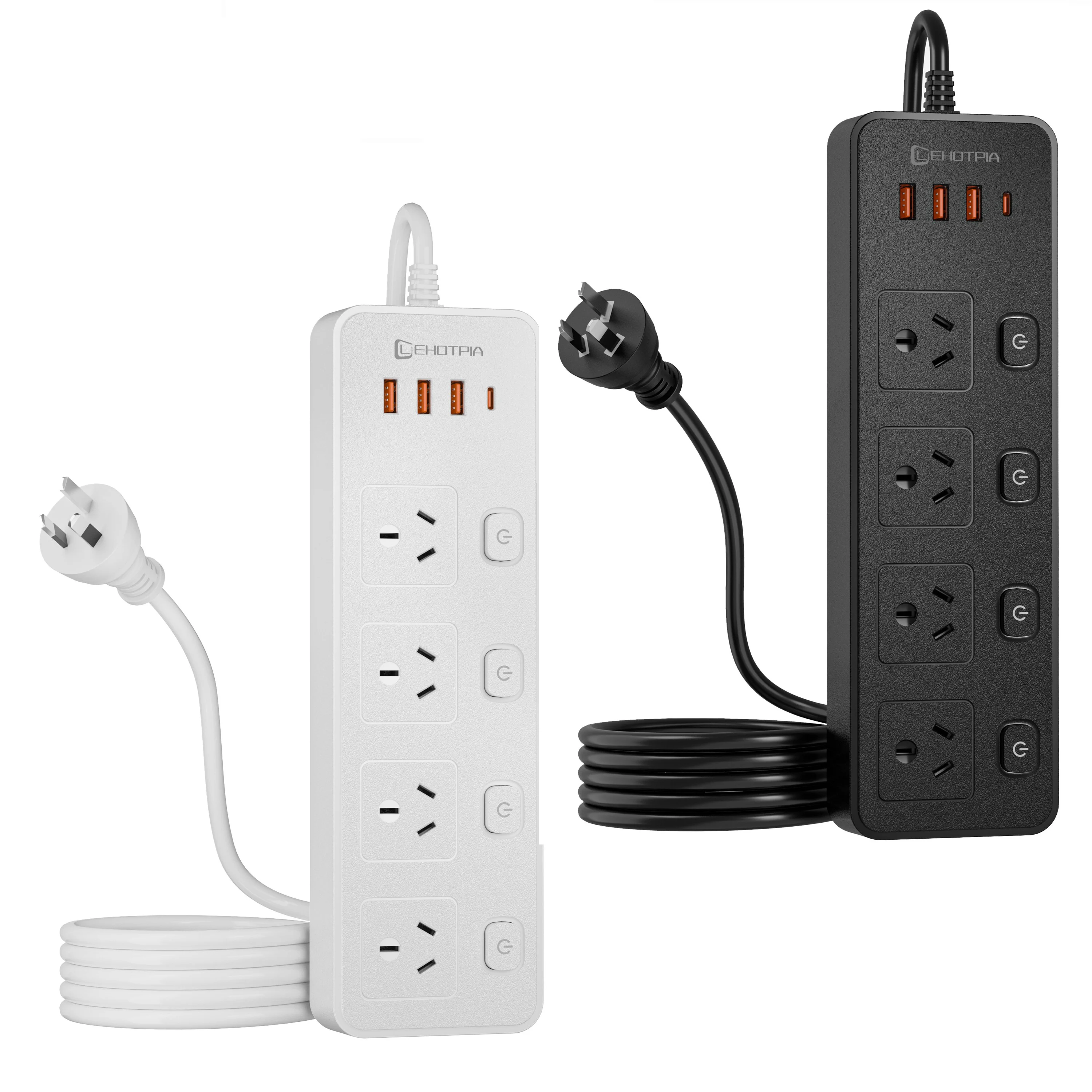 Australia AU Plug AC Power Strip Outlets Independent Switch 1.8m Extension Cord Socket Network Filter With USB C Charging Ports