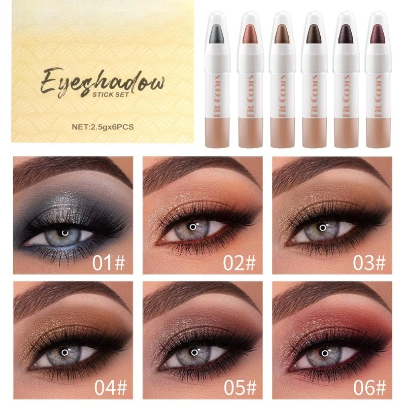 

6 цветов, 1 комплект, жемчужные тени для век, многоцелевой хайлайтер для под глазами, губ, сверкающая отделка для лица, быстрое нанесение макияжа