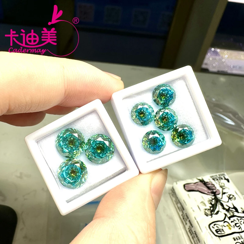 CADERMAY Round Shap chrysanthemum flower Synthetic Cubic Zirconia Loose Stone Mixed Color For Earrings Rings Fine Jewelry Making