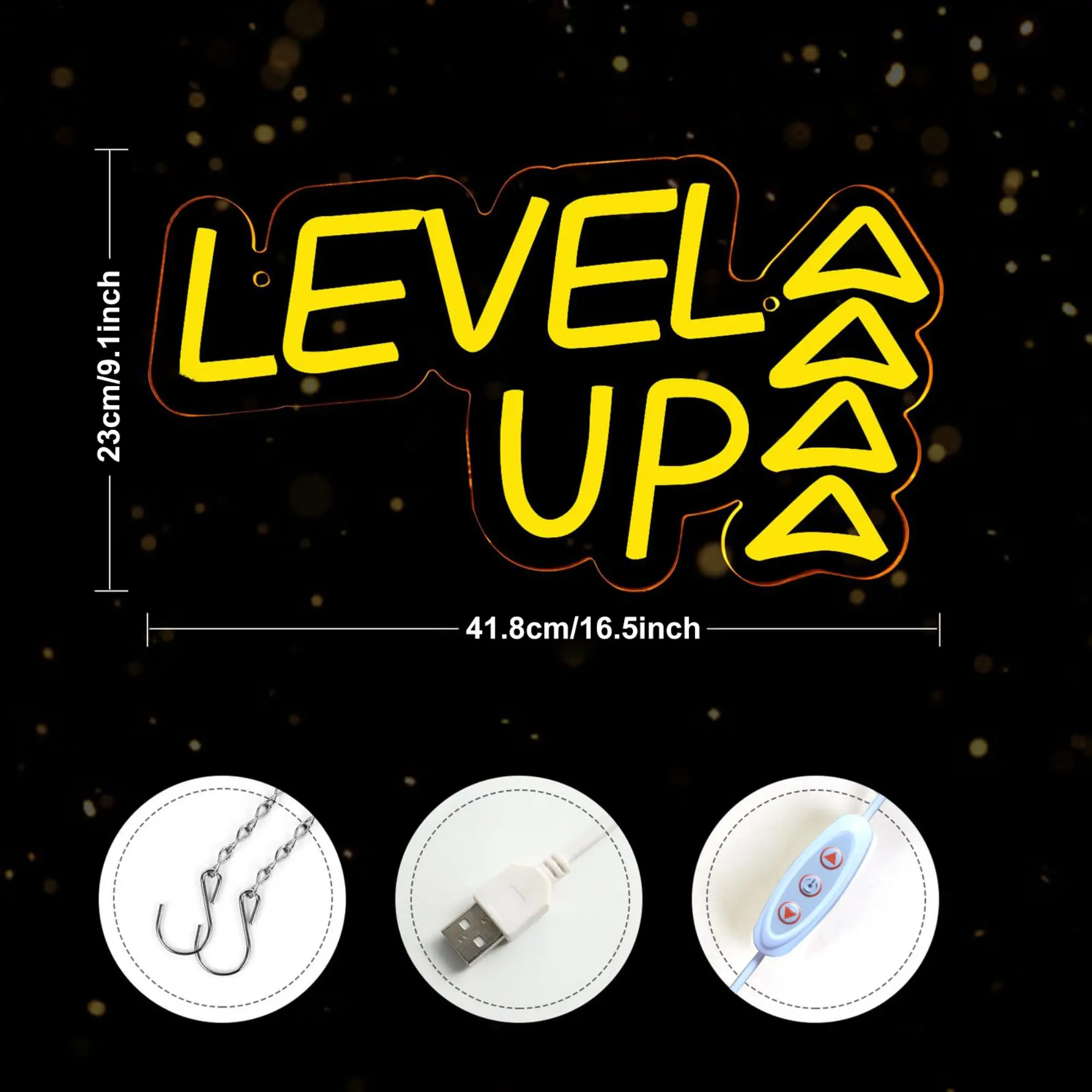 LEVEL UP Neon Sign USB LED Neon Light Sign for Wall Decor Game Room Man Cave Bedroom Beer Party Decor Boy Girl Gift Night Light