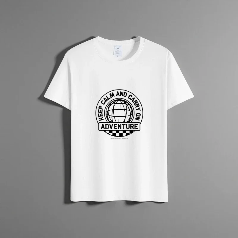 

Summer new unisex versatile pure cotton T-shirt fashionable casual round neck top breathable loose fit print short sleeved shirt