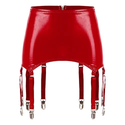 Porte-jarretelles en cuir verni pour femmes avec clips en métal, porte-jarretelles, vêtements de scène, costume de rave, sous-vêtements, lingeries