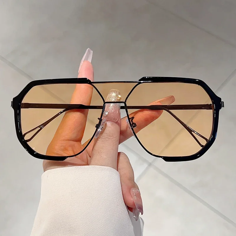 GM LUMIAS Übergroße Piloten-Sonnenbrille, neu in Vintage-Sonnenbrillen mit doppelten Brügen, trendige Mode, koreanischer Stil, Markendesign-Sonnenbrille
