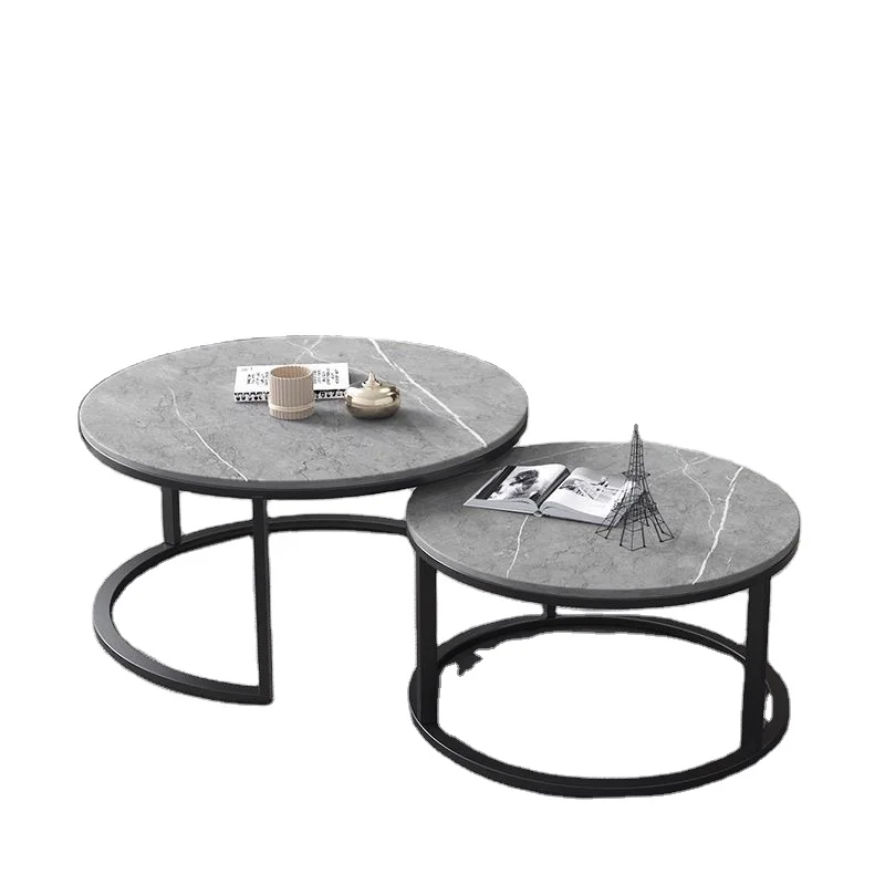 Modern Nesting Small Round Wood Side End Coffee Table for Bedroom Living Room Furniture