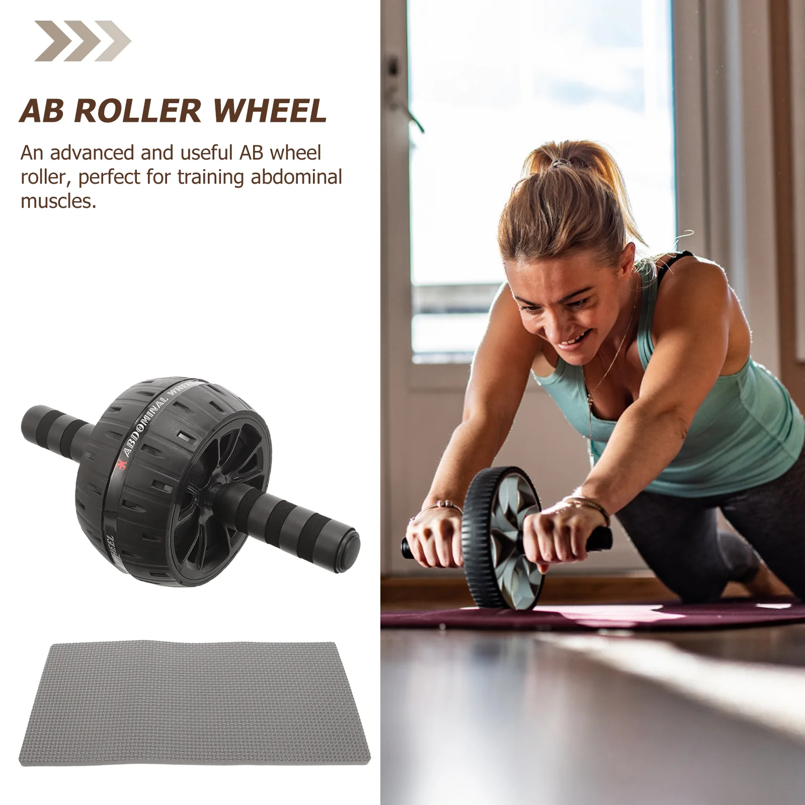 Fold Ab Wheel Men's Equipment Pp-tpe Steel Pipe Handle Sponge Cover Roller for Exercise